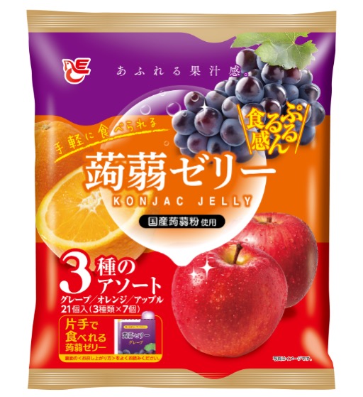 21個蒟蒻ゼリー　グレープ+オレンジ+アップル